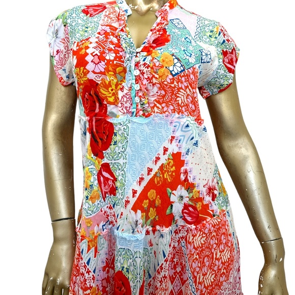 Karyn Seo 100% viscose colorful multi-floral pattern flowy midi dress, size S - Picture 5 of 7